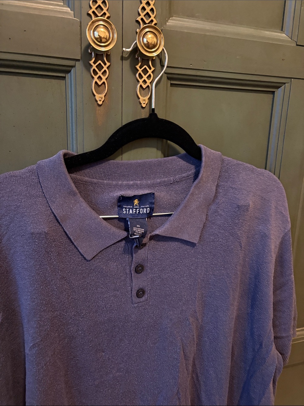 Stafford Blue Short-Sleeve Textured Polo